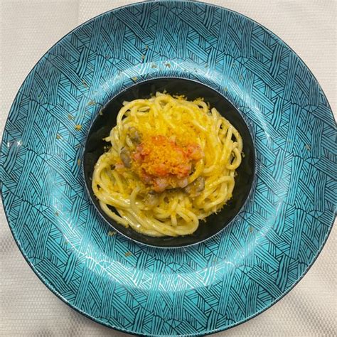 Pasta Fresca Con Vongole Bottarga E Tartare Di Gambero Rosso Al Ta