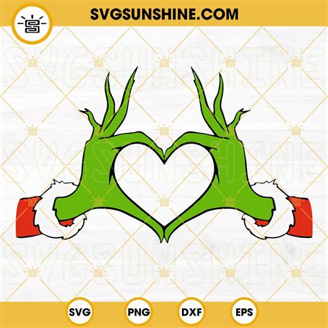 Grinch Heart Hands SVG, Grinch Hand SVG Cricut File Vector File