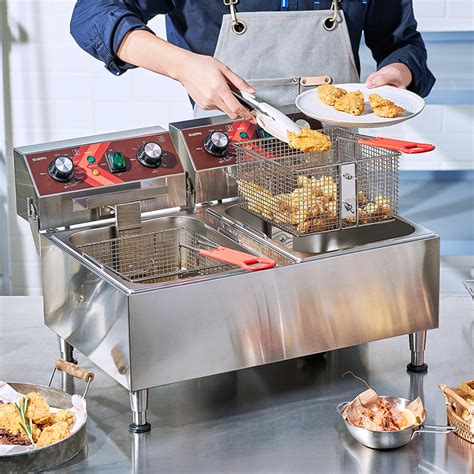 EGGKITPO Deep Fryers Stainless Steel 10L X 2