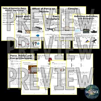 Science Review Booklet Force Motion And Energy Th Grade New Teks