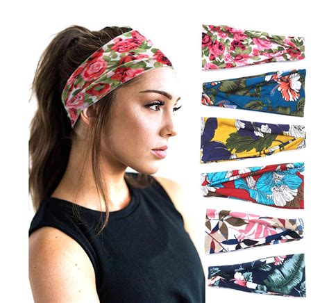 Plovz 6 Pack Womens Yoga Running Headbands Sports Workout Hair Bands