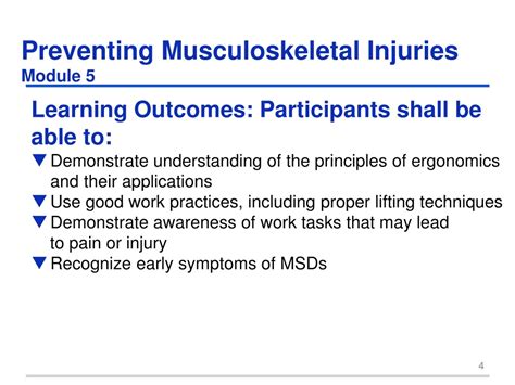 Ppt Preventing Musculoskeletal Injuries Module 5 Powerpoint