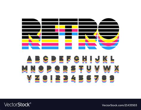 Colorful Retro Font 80s Style Alphabet Letters Vector Image