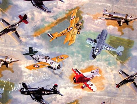 Vintage Air Plane Airplane Fabric Wwii Fighter Military Last