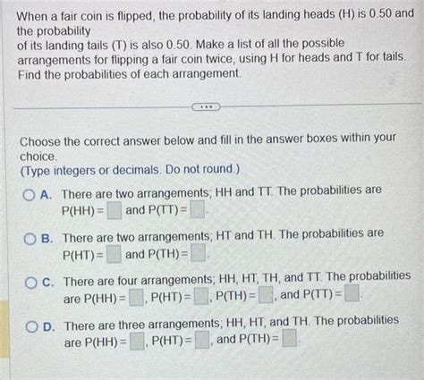 Solved When a fair coin is flipped, the probability of its | Chegg.com