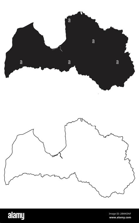 Mapa De Pa S De Letonia Silueta Y Contorno Negros Aislados Sobre Fondo