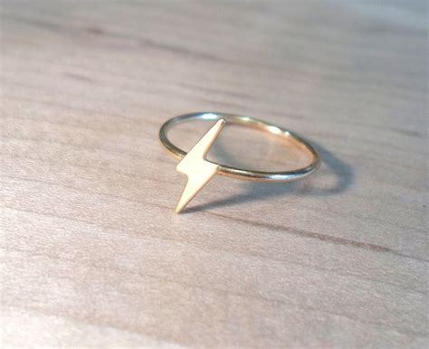 Lightning Ring Lightning Bolt Ring Rose Gold Lightning Ring Etsy