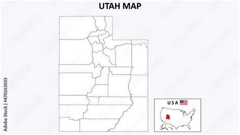 Fototapeta mapa świata dla dzieci Utah Map State and district map of