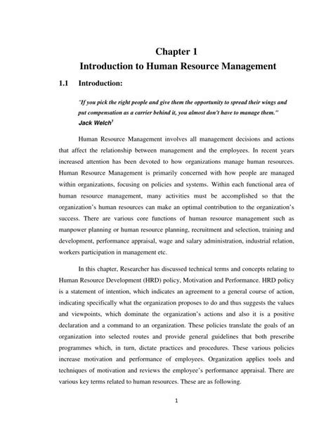 Pdf Chapter 1 Introduction To Human Resource Managementshodhganga