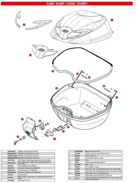 GIVI B360N2 Monolock Top Case Red Reflectors Top Boxes And Side Boxes