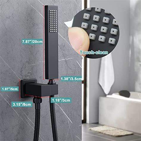 Enga Bathroom Square Matte Black Solid Brass Hand Held Shower Head With