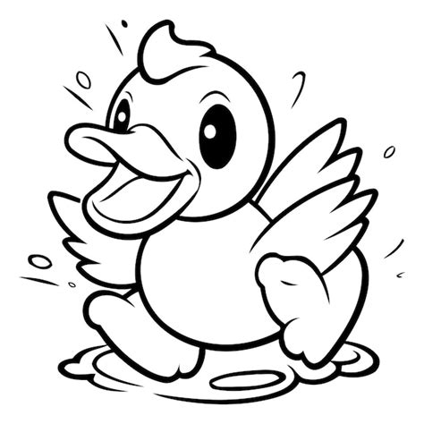 Lindo pato de dibujos animados nadando en el agua Ilustración vectorial