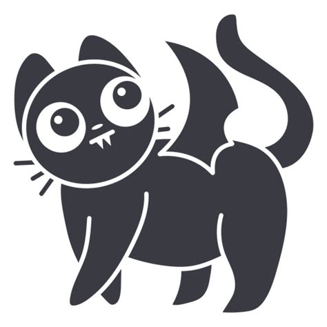 Diseño PNG Y SVG De Lindo Gato Negro Con Carácter De Alas De Murciélago