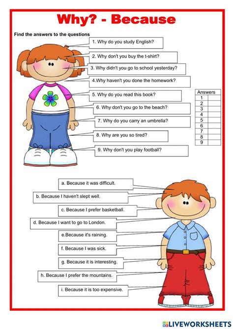 Why? - Because | Free Interactive Worksheets | 2009526