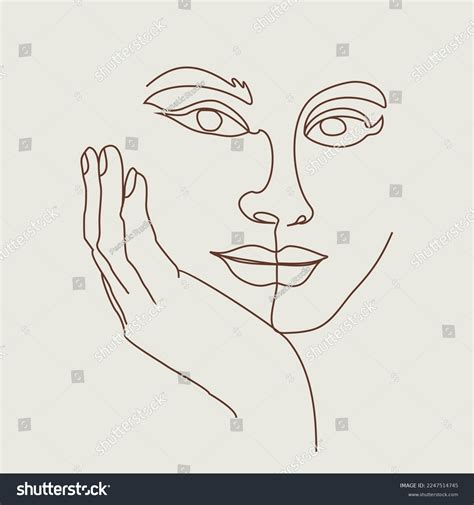 Womens Faces One Continuous Line Drawing Stock Vector Royalty Free