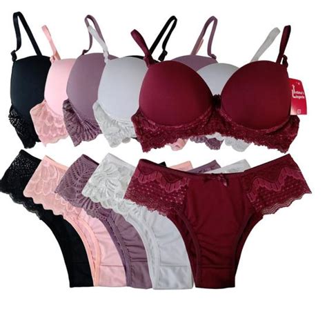 Kit 5 Conjuntos Lingerie Conforto Bojo De Renda E Microfibra