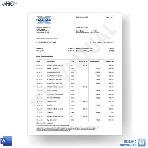 New Halifax Bank Statement Template Mbcvirtual Statement