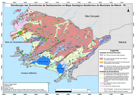 Mapa geológico geotécnico a localização das ocorrências Adaptado