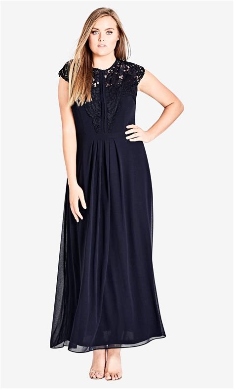 City Chic Lace Bodice Maxi Dress In Blue Lyst