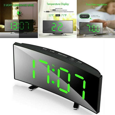 Qifei Digital Alarm Clocks Led Mirror Electronic Clock Snooze Mode