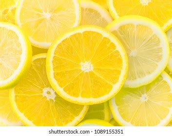 Slices Fresh Yellow Lemon Texture Background Stock Photo 403815940