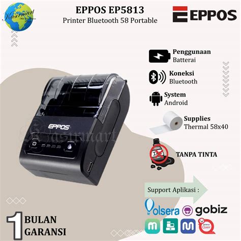 Jual Eppos EP5813 Mini Mobile Printer Bluetooth Portable 58mm EP 5813