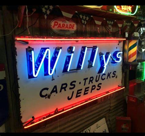 Willys Automobiles Neon Sign Neon Signs Vintage Neon Signs Neon Art