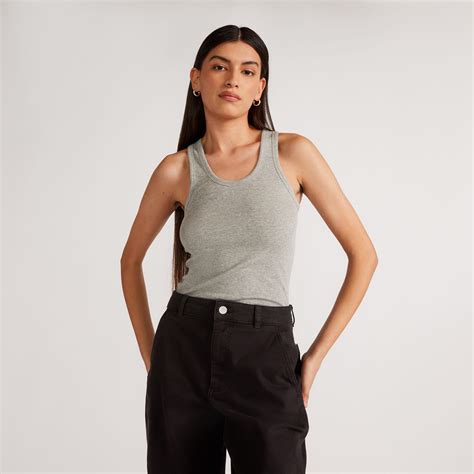 The Luxe Rib Tank Heathered Grey Everlane