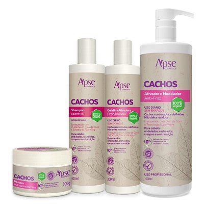 Kit Cachos Ativador E Modelador De Cachos E Gelatina Ativadora Apse