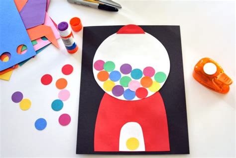 Bright & Colorful Paper Gumball Machine Collage - Make and Takes