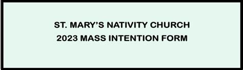 Mass Intention Forms St Marys Nativity Catholic Church