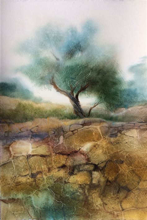 Olive Tree Watercolour Pittura Di Paesaggio Ad Acquerello Paesaggi