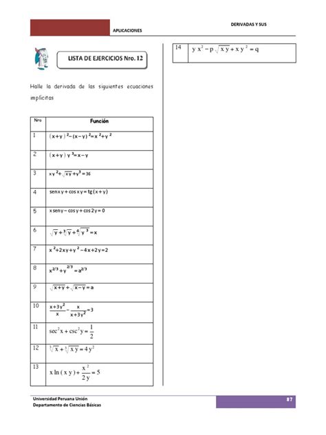 PDF Lista De Ejercicios Derivadas Implicitas DOKUMEN TIPS