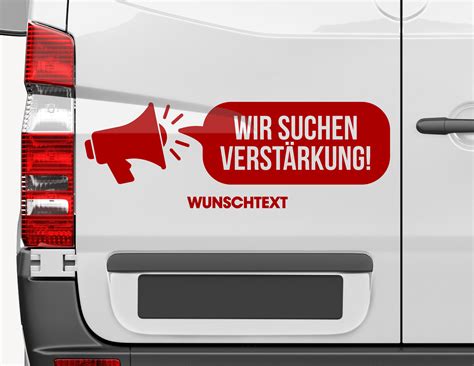 Autoaufkleber Wir suchen Verstärkung Megaphone