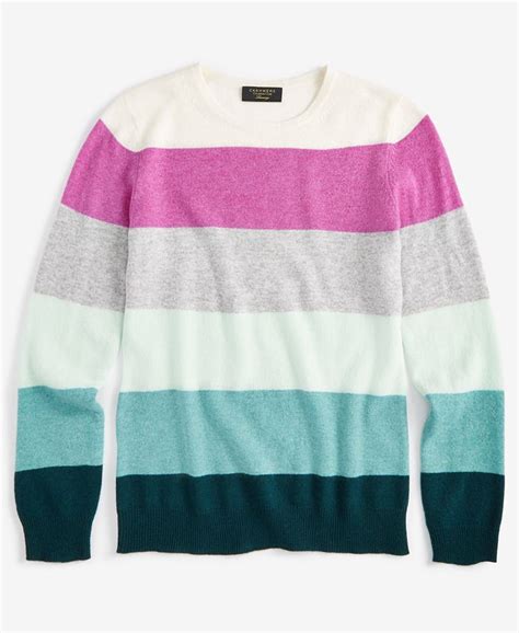 Charter Club Womens Striped 100 Cashmere Sweater Created For Macys Macys