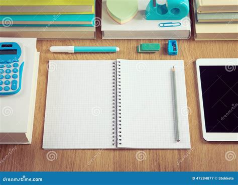 Tidy student desktop stock image. Image of back, return - 47284877