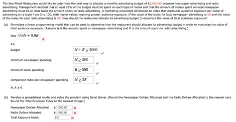 Solved The Sea Wharf Restaurant Would Like To Determine The Chegg