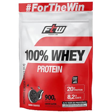 100 Whey Protein 900g FTW Sabor Cookies N Cream Whey Store Suplementos