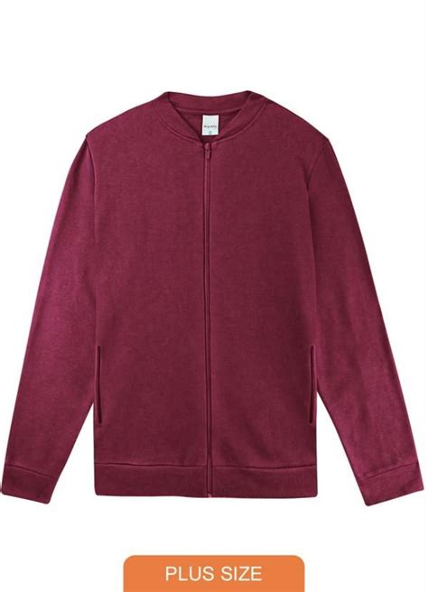 Malwee Plus Jaqueta Bordo Moletom Flanelado Feminino Jaqueta