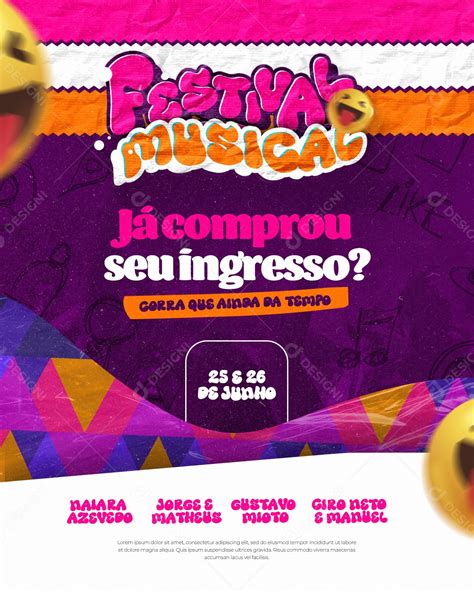 Flyer Festival Musical J Comprou Seu Ingresso Social Media Psd