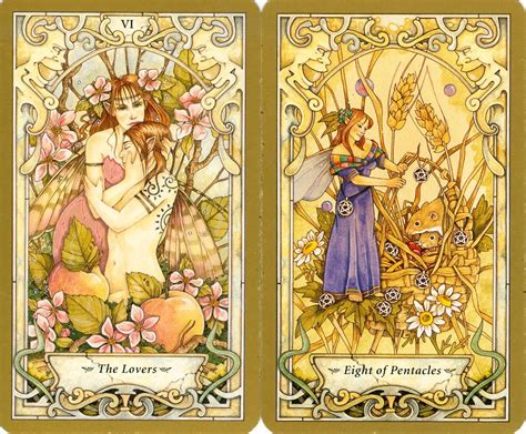 Mystic Faerie Tarot The Lovers And 8 Of Pentacles Tarot Cards Art