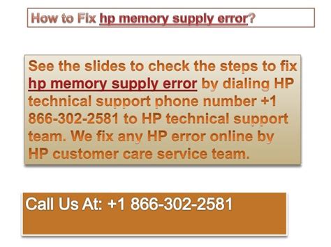 How To Fix Hp Memory Supply Error Call 1 866 302 2581