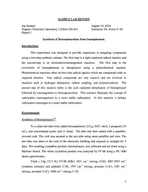 Organic Chemistry Lab Report Example Complete With Ease Airslate Signnow