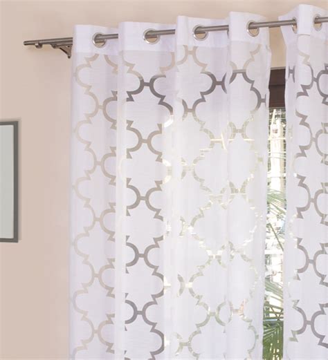 Buy White Traditional Poly Cotton Ft Sheer Eyelet Door Curtains Set