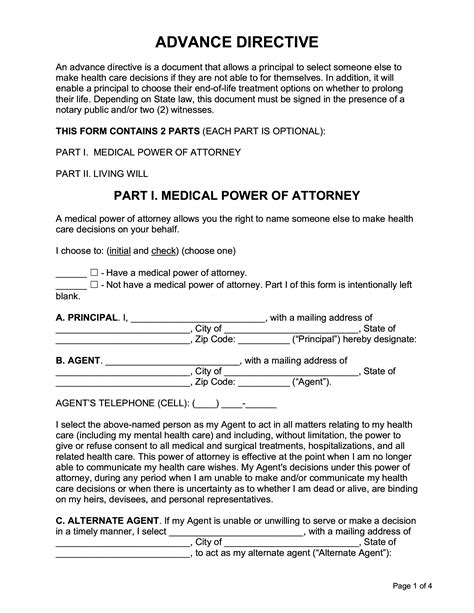 Advance Directive Form Forms Docs 2023