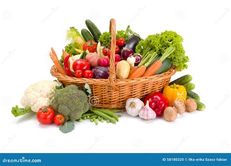 Basket With Various Fresh Vegetables Stock Photo Image Of Background