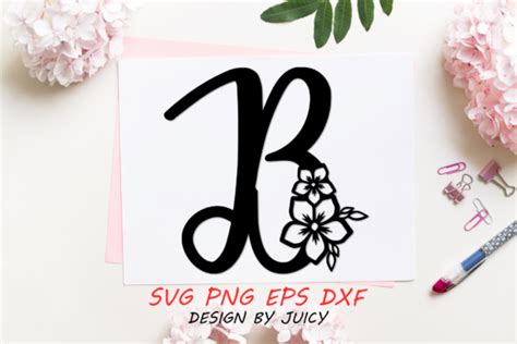 Botanical Floral Alphabet B For Cricut Graphic By Design By Juicy