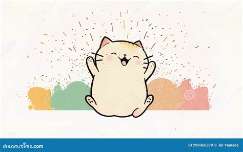 Cute Cartoon Cat. Hand Drawn Vector Illustration in Sketch Style Stock ...