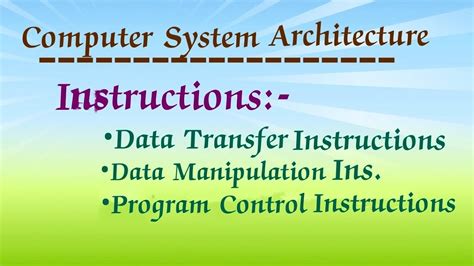 Instructions In Computer System Architecture Arithmetic Logical