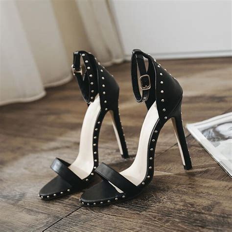 Sexy Sandals High Stiletto Heel Buckle With Rivets Large Size Womens